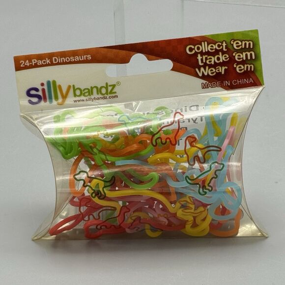 Silly Bandz 24 Pack Dinosaurs Pack Bracelets Foot Print Triceratops Brontosaurus - Picture 1 of 3